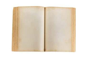 old open book with empty brown pages isolated 