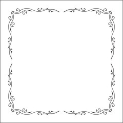 Elegant black and white monochrome ornamental border for greeting cards, banners, invitations. Vector frame for all sizes and formats. Isolated vector illustration.	