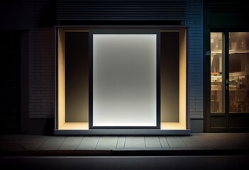 Blank Mock Up of Store Street Showcase window in a city