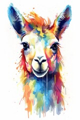 Fototapeta premium Illustration of cute lama on nature and studio background