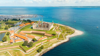Helsingor, Denmark. A 16th-century castle with a banquet hall and royal chambers. The prototype of...
