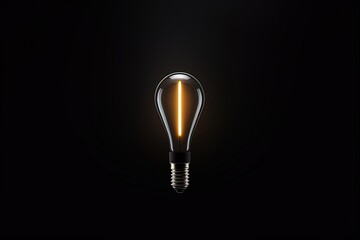 Minimalist Light Bulb with Warm Glow on Black Background