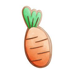 Easter Carrot Cookie and Rabbit Clipart, Easter Cookie Hand Drawing, Easter Cookie Dessert Cartoon, Cute Carrot and Rabbit Cartoon