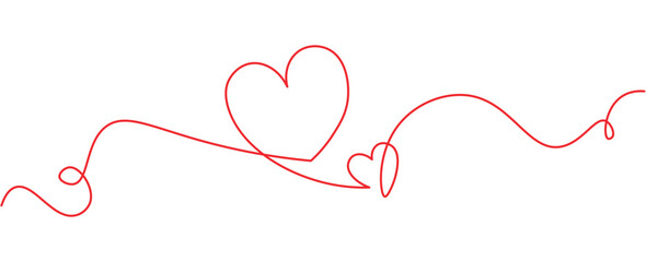 Hearts line art drawing vector illustration. Wedding, Valentines day design elements background. 