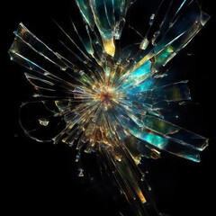 Broken glass on a black background.