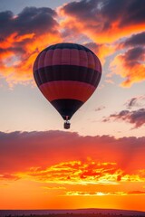 Obraz premium hot air balloon in the sky at sunset
