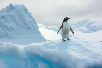 Obraz premium penguin standing on top of a snow covered area