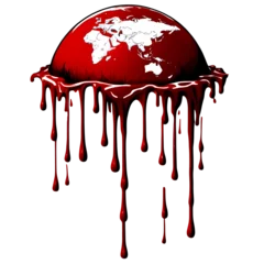 Fotobehang Mysterious earth on blood: world in turmoil. everywhere in conflict. earth stained in blood of ongoing wars. earth on blood: world in turmoil. everywhere in conflict. earth stained in blood. © feroz