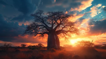 Rolgordijnen Baobab tree landscape.  © Vika art