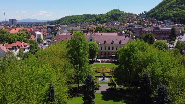Aerial view of Brasov Town Hall, drona Primaria Brasov