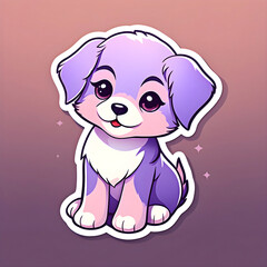 Fototapeta premium cute cartoon sticker art design of a purple, lavender, and lilac dog puppy with floppy ears