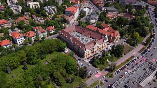 Aerial view of Brasov Town Hall, drona Primaria Brasov