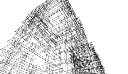 architecture design 3d vector drawing