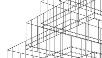 architecture design 3d vector drawing