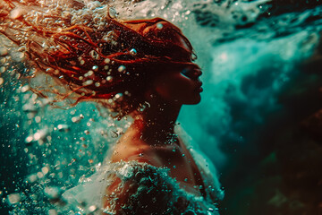 Femme s'enfonçant dans dans l'eau