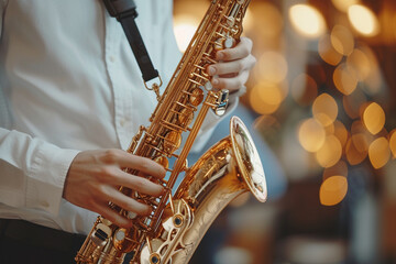 Obraz premium Celebrating the Artistry of an Alto Saxophone Artist, Blending Classical and Jazz Tones to Create a Captivating Musical Experience.