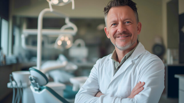 Portrait d'un dentiste dans son cabinet dentaire