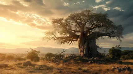 Zelfklevend Fotobehang Baobab tree landscape.  © Vika art