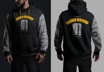 2 Mockups of Men's Oversized Hoodie, Front and Back