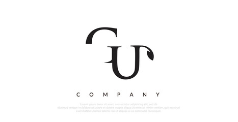 Initial GU Logo Design Vector 