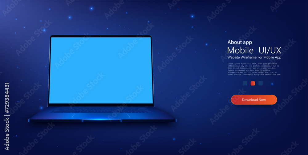 Leinwandbilder sleek laptop with glowing blue backlight and empty screen. modern laptop with a vibrant blue backlig