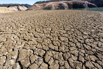 Lack water Sau Reservoir. The swamp is at very low water levels due to lack of rain....