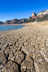 Lack water Sau Reservoir. The swamp is at very low water levels due to lack of rain....