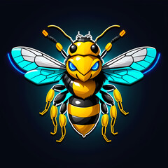 Angry hornet bee mascot e-sport logo design. Bee modern illustration for badge, emblem, and team gaming esport.