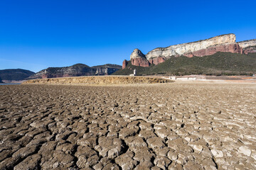 Lack water Sau Reservoir. The swamp is at very low water levels due to lack of rain....