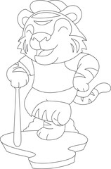 Tiger Baseball Baseball bat Sports Animal Vector Graphic Art Illustration