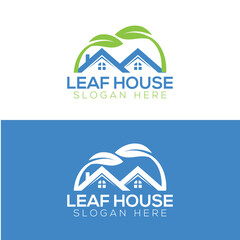 Leaf House Logo Vector 