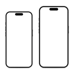 New gray mobile phones with empty screen. Normal and plus version.
