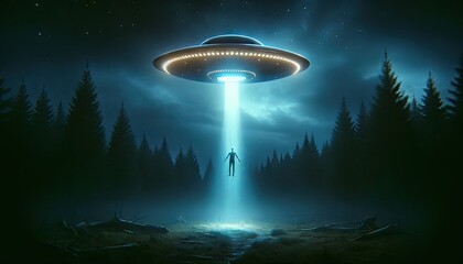 Enigmatic Abduction: Eerie UFO Encounter in Forest - 729387421