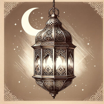 A simple hand-drawn lantern for Ramadan