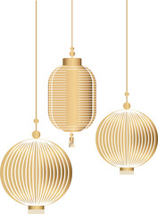 Group of hanging lantern Chinese new year decoration item, PNG file no background © Atstock Productions