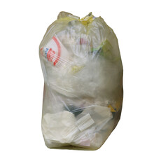 transparent plastic bag with food waste-