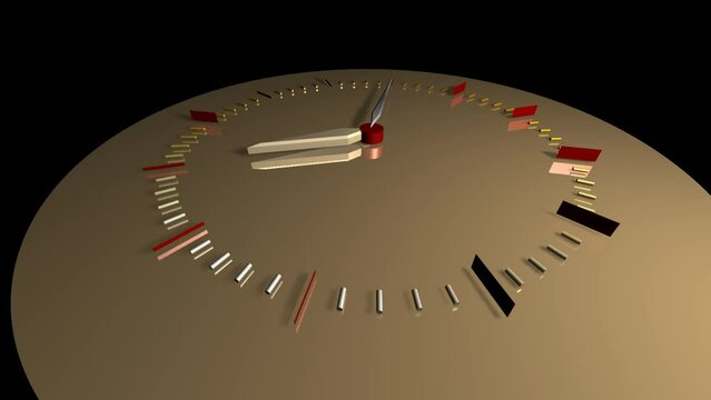 Analog Clock Dial with Hours and Seconds Hand Animation 3D Alpha Channel