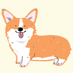 Obraz na płótnie Canvas Vector Illustration of Cute Cartoon Corgi Dog Character on Isolated Background