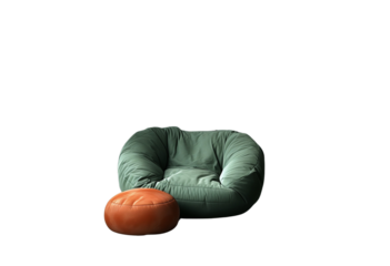Teal and orange, bean bags, modern interior, design, relaxing, furniture, isolated