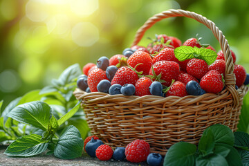 Basket full of fresh berries 