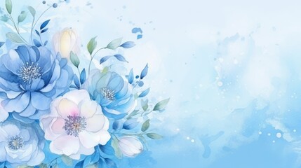 Fototapeta na wymiar Elegant Blue and White Floral Illustration Against a Soft Pastel Background