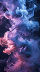 A blue, pink, and blue pattern made up of smoke.