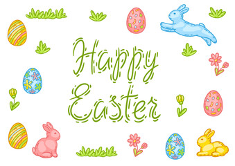Happy Easter cute object card.