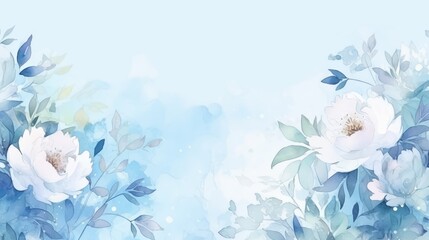 Elegant Blue and White Floral Illustration Against a Soft Pastel Background