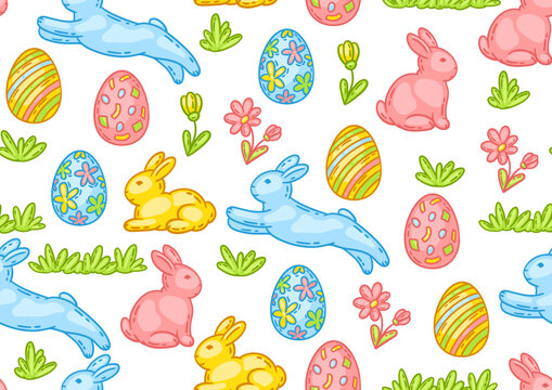 Happy Easter cute object pattern.