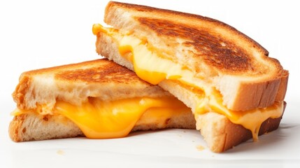 Close-up realistic photo featuring a gourmet grilled cheese sandwich on a white background Generative AI