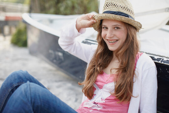 Portrait of young girl in a park in summer. Munich, Germany