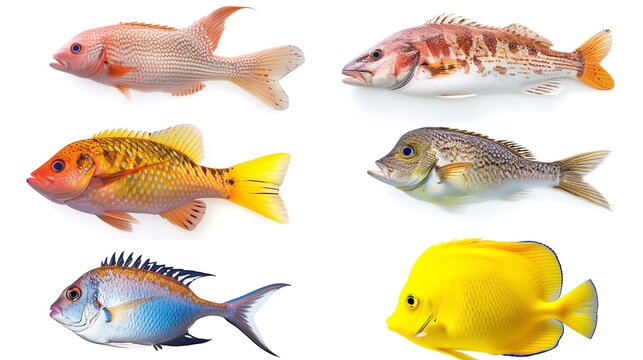 Set of Fish Isolate on White Background