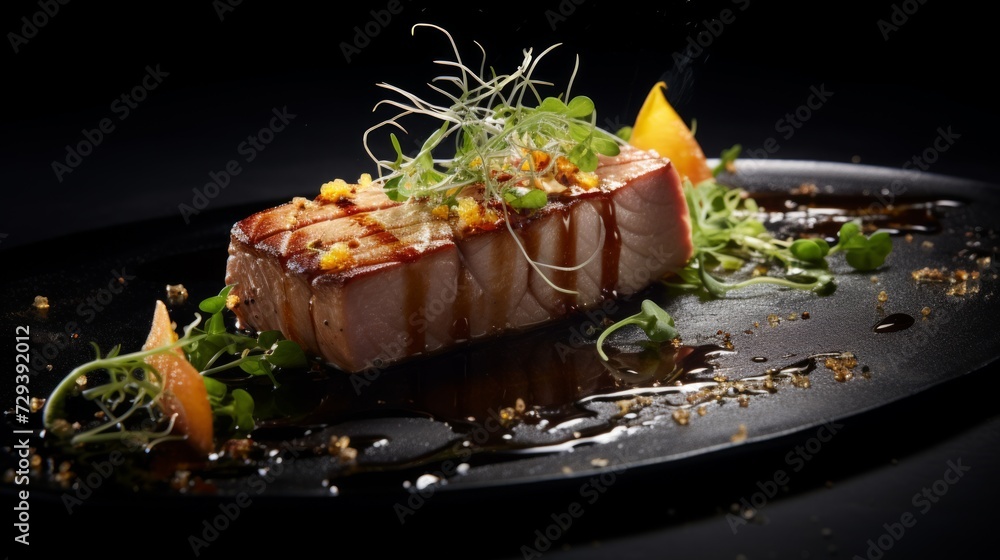 Wall mural Seared yellowfin tuna steak Generative AI