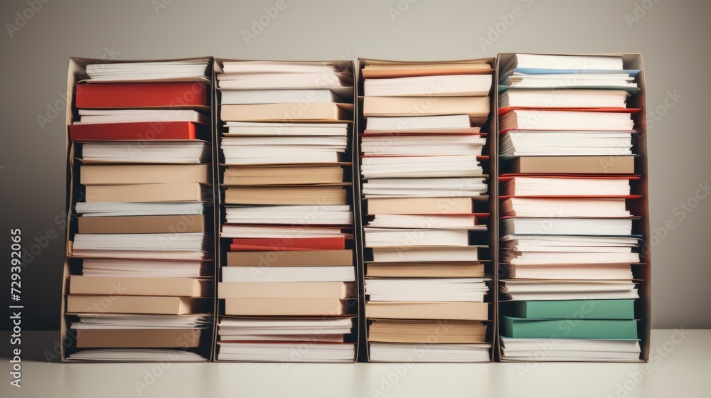 Poster Stack of file folders arranged vertically Generative AI
